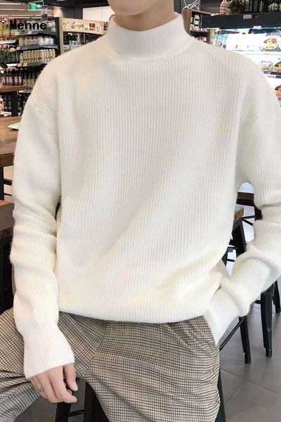

menne sweater half-neck sweater male, White;black