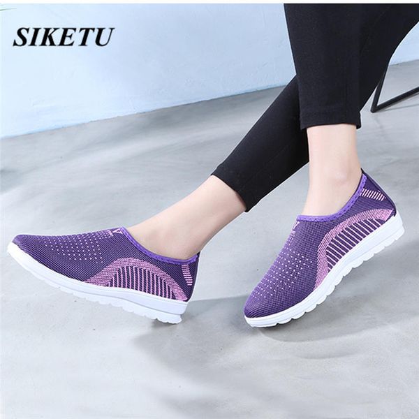 

new women's mesh cotton casual walking stripe sneakers loafers soft fashion round toe flat with women shoes l*5 mx200425, Black