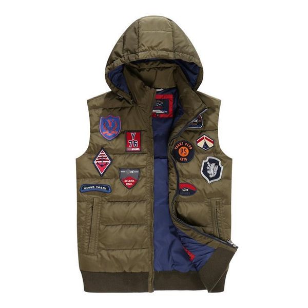 

down hooded sleeveless pocket homme clothing fashion style vest plus size casual apparel mens winter designer, Black