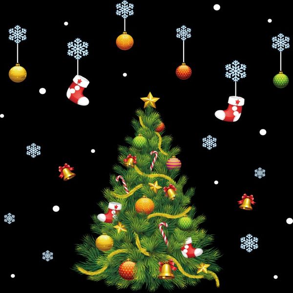 

рождественская елка дизайн окна наклейки праздничные декоративные настенные наклейки декали для домашнего офиса магазина гостиницы