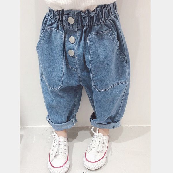 

Kids Baby Girl Fashion Jean Denim Pants Cute Big Pockets Jeans Casual Trouser Toddler Children Boys Clothes 3-8 Years, Blue