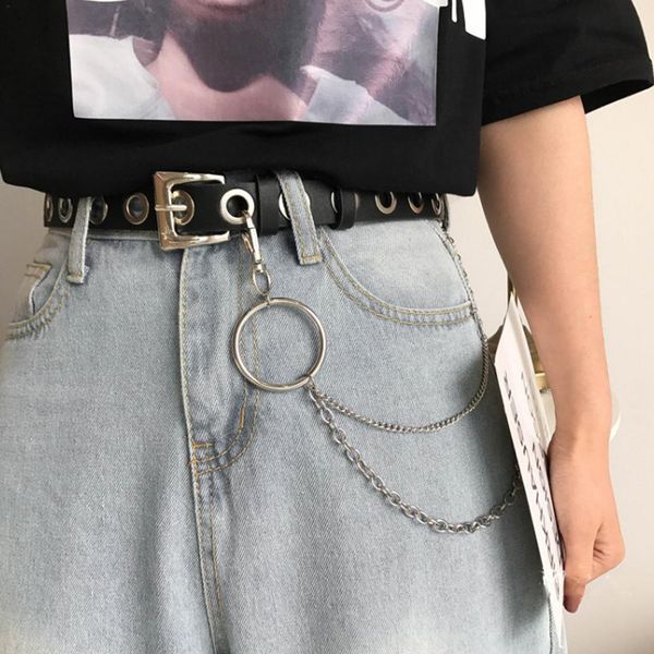

100см женщины pu кожа harness тела ремни с цепью талии бандаж подвязки punk регулируемая подвеска ремни, Black;brown