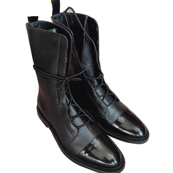 

winter thick with thick bottom british locomotive martin boots for cylinder knight ladies boots mid-calf boot women, Black