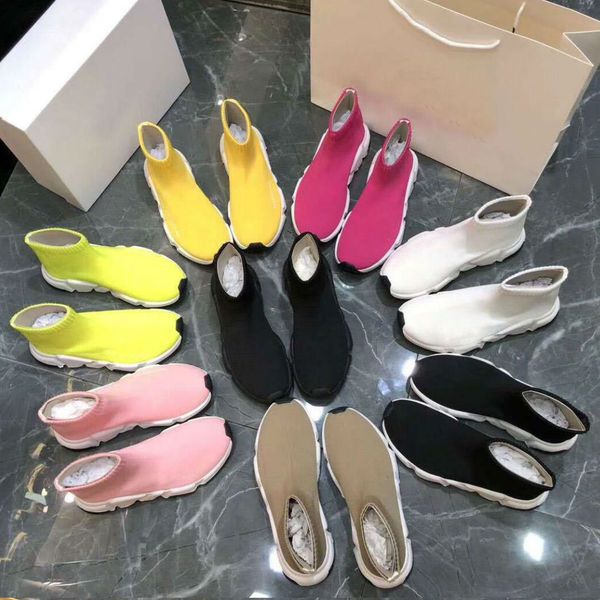 

2019 socks shoes casual shoes flat fashion socks woman new slip-on elastic cloth speed trainer runner man shoes, Black