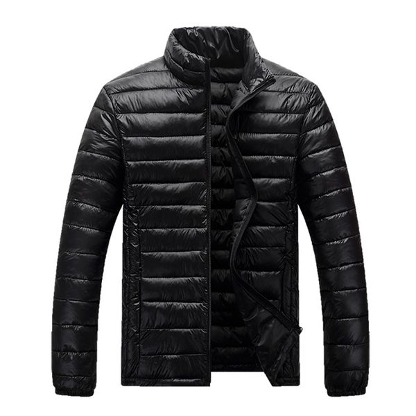 

new 2019 winter ultralight mens cotton down jackets lightweight overcoats casual classic coats for male plus size 4xl, Black
