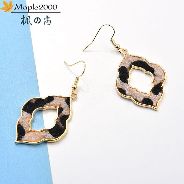 

fashion leopard print geometric earrings ladies retro leopard manual alloy earrings for women fashion jewelry, Silver