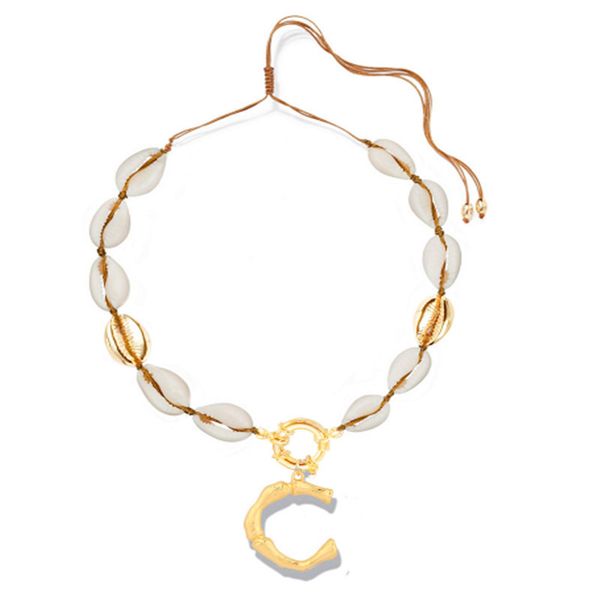 

alphabet 26 letters pendant necklace boho natural cowrie shell necklace for women bohemian necklaces femme gift 2020 new, Silver