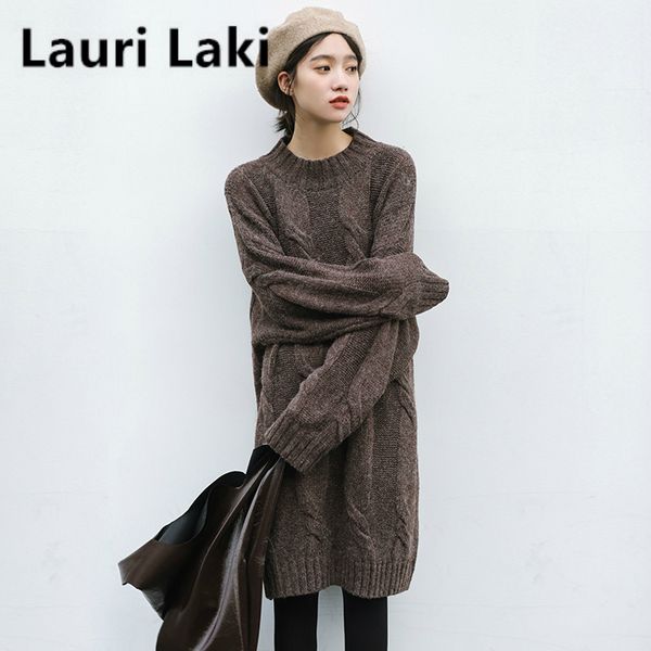 

women sweater plus size pullover knit sweater dress maxi thick long mujer autumn winter 2019 loose women oversize, White;black