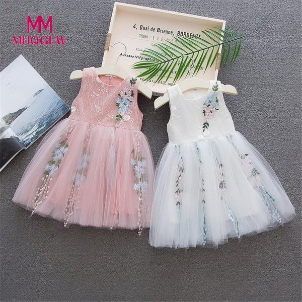 

summer dress for baby girls kids dress sleeveless mesh floral party wedding princess dresses children clothing vestidos 2019, Red;yellow