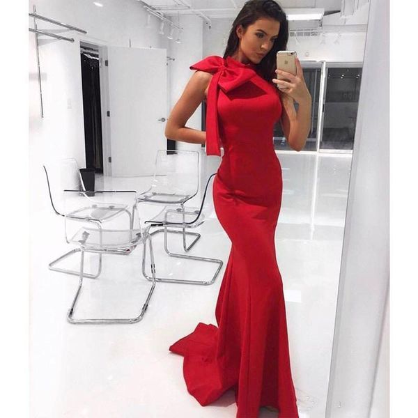 

Red Prom Dresses 2019 Evening Gowns Mermaid Party Dresses Sweep Train Custom Made vestidos