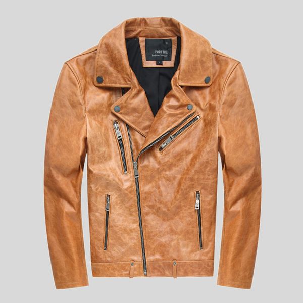 

tcyeek winter autumn genuine leather jacket men streetweaar real sheepskin coat man moto biker vintage cow leather jackets hiver, Black