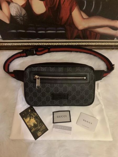 

2019 all black letter canvas and leather gucci wasit bag fashion men women belt bag 47429333