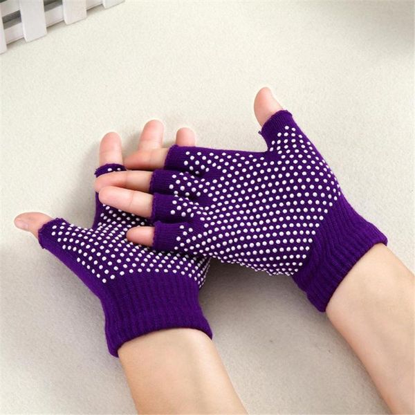 

half finger anti-skid abrasion resistant yoga gloves pure cotton fingerless yoga gloves cotton anti slip fingerless, Black;gray