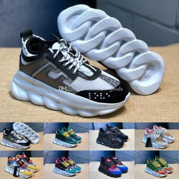 

chain reaction casual designer shoes mens womens 2019 fashion district medusa link-embossed sole trainer mesh up 5.5-11