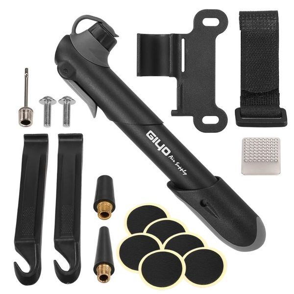 

giyo bike pump bicycle pump 120psi high pressure bicycle air puncture repair kit fits for presta & schrader