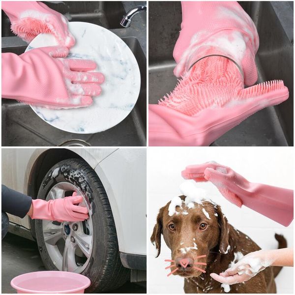 

silicone dishwashing gloves bathroom kitchen cleaning gloves household magic gloves cleaning for house insulation tools 1pairs
