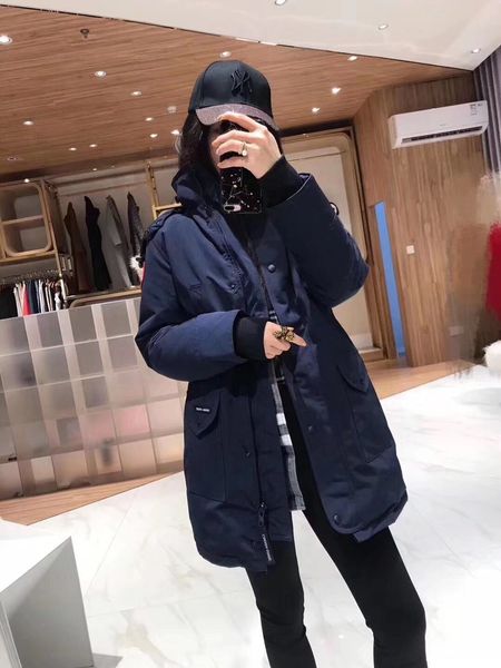 

new fashion long women canada down jacket down coats womens outdoor warm feather goose winter jacket outwear jackets parkas size xs-2xl, Black