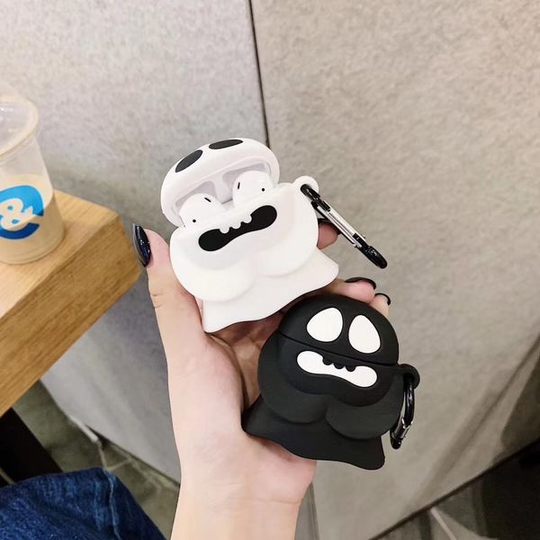 

2019 new ghost for airpods 2 protective shell for apple airpods wireless bluetooth headphone silicone case cover box halloween, Silver