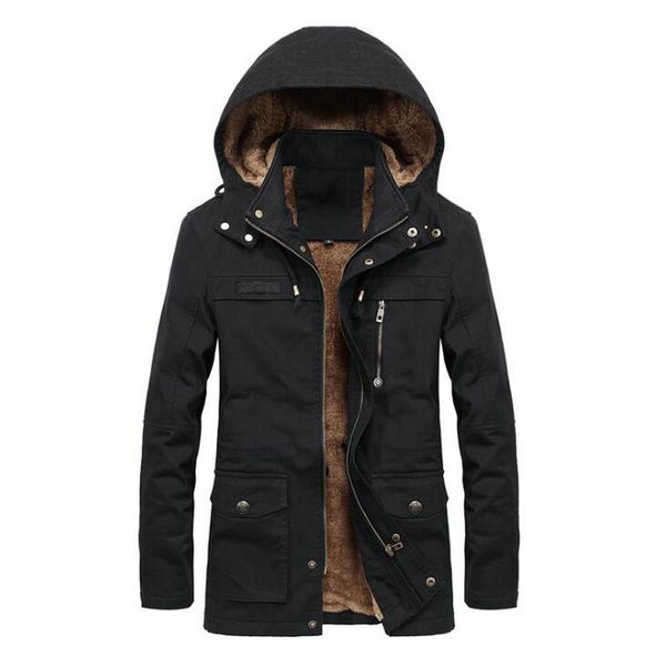 

nice new style winter coats new jacket men plus velvet thickening warm windproof jackets men casual hooded coat mens clothing, Black