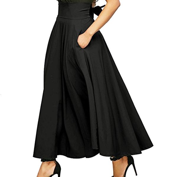 

long skirt women skirts for women size plus  new autumn winter women gray pleated maxi skirt vintage long skirts 10 jul25, Black