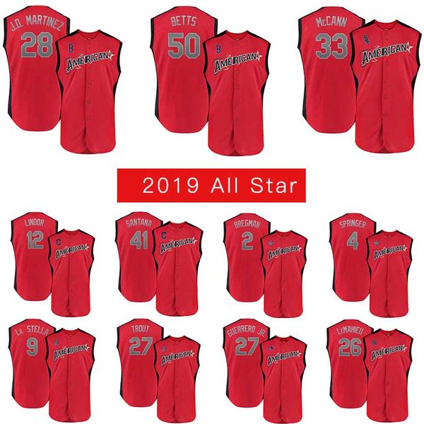 

2 Bregman 4 Springer 9 La Stella 12 Lindor 27 Trout 28 J. D. Martinez 33 McCann 41 Santana Cool Stitched Mens Jersey