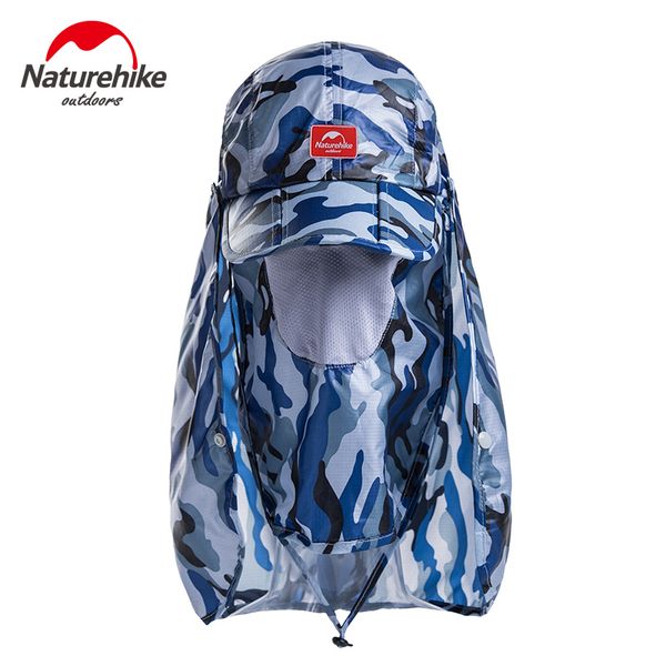 

naturehike hiking cap outdoor sunscreen sun hat camouflage tactics hiking hat with mask anti-mosquito outdoor camping, Black;white