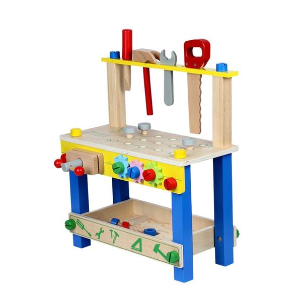 2020 Kids Wooden Tool Toys Bench Adjustable Pretend Play Building