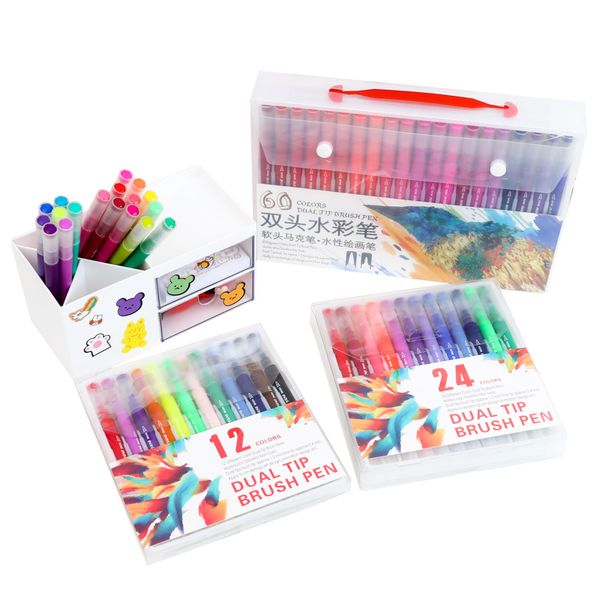 

100pcs dual tip art marker pens fineliner color pens art marker for calligraphy drawing sketching coloring school supplies