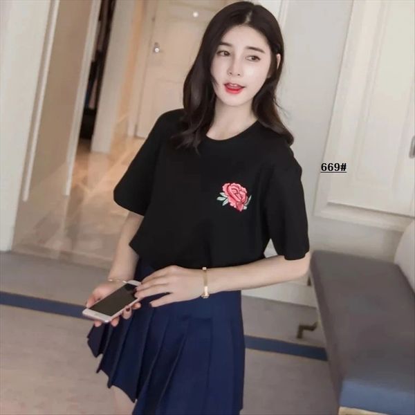 

2020 короткий рукав ins моды свободный студент дышащая износ 2020 короткий рукав рубашки женской моды ins рыхлый студент дышащий верхней t-ш, White