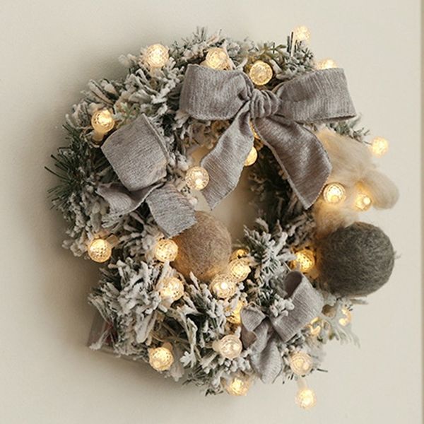 

christmas wreath handmade rattan pendant garland christmas tree door decoration wreath light string