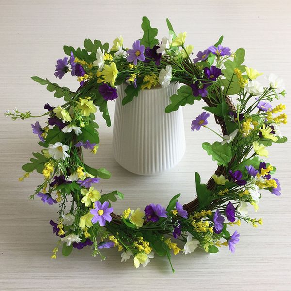 

artificial silk field grass daisy wild flower wreath christmas garland wedding decoration home door wall window garland decor