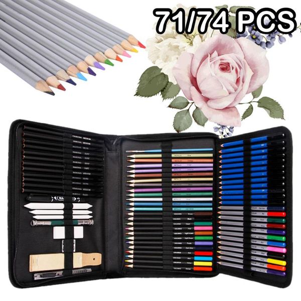 

71/74pcs drawing pencil set professional colored sketch pencil marker pen calligraphy manga painting stationery supplies