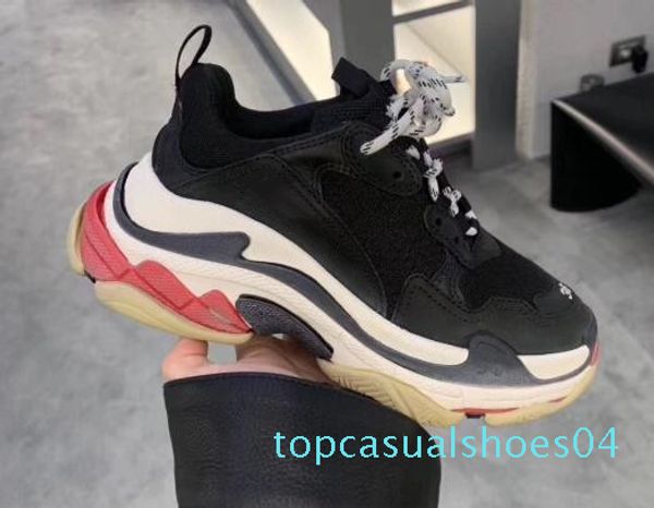 

paris fashion luxury designer women shoes dad shoes triple s 17fw sneakers for men women spring chaussures navy blue orange daddy shoes t04, Black