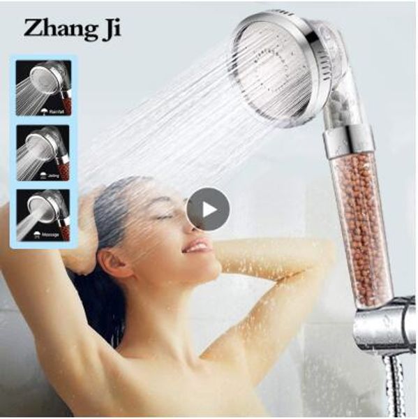 

3 modes bath shower adjustable jetting shower head high pressure saving water bathroom anion filter shower spa nozzle