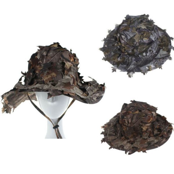 

leaves camouflage boonie hats tactical airsoft sniper camouflage fisherman cap army men women bucket hats, Blue;gray