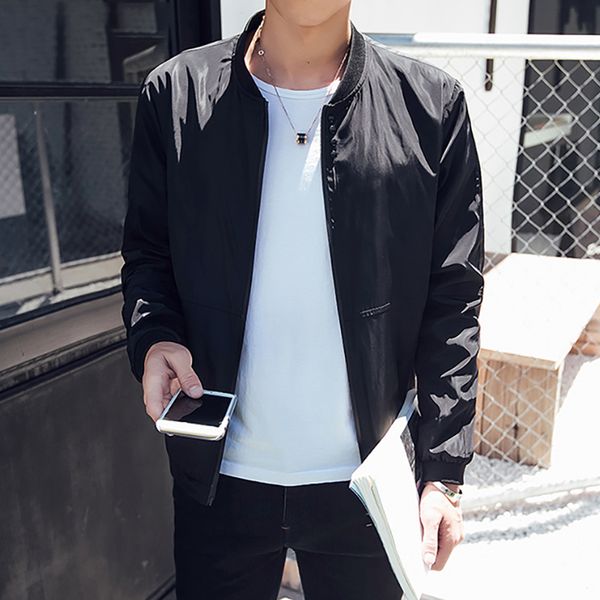 

2019 spring autumn men's jackets solid fashion coats male casual slim stand collar bomber jacket men overcoat 5xl y1, Black;brown