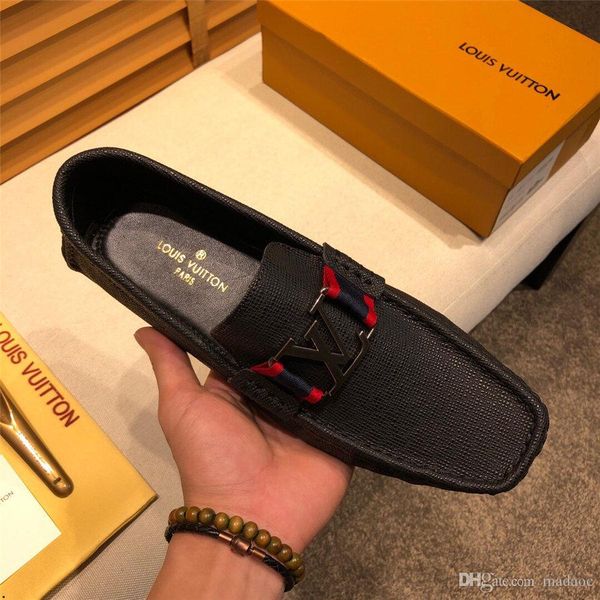 

20ss italian loafers men shoes casual suede leather luxury brands design fashion dress shoes for men driving shoes big size 46 yetc3, Black