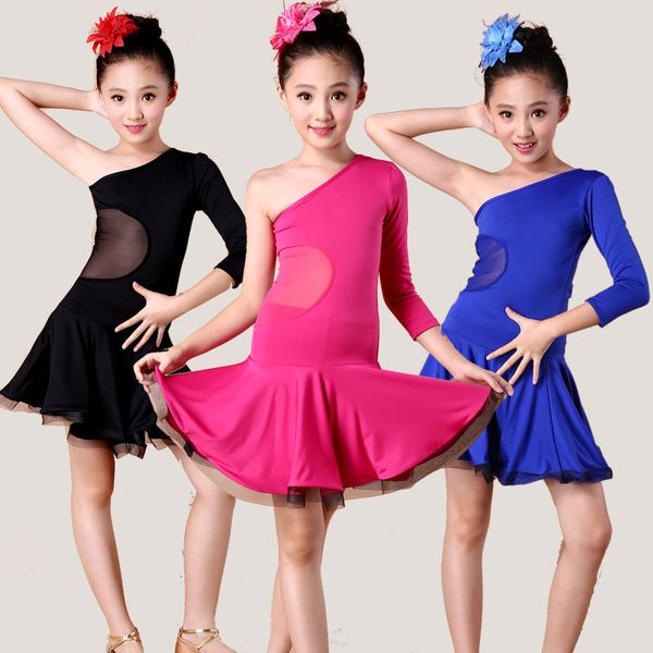 

new pattern spring latin dance clothing children a juvenile lading dance girl lading skirt practice performance clothing, Black;red