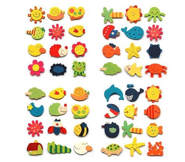 

12pcs lot colorful wooden animal cartoon fridge stickers kids toys refrigerator magnet for children baby education toy gift