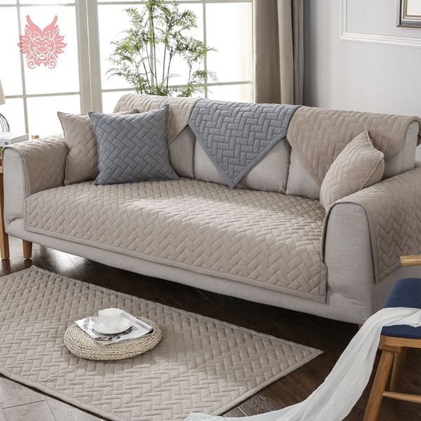 Modern Style Blue Grey Khaki Quilted Sofa Slipcovers Cotton