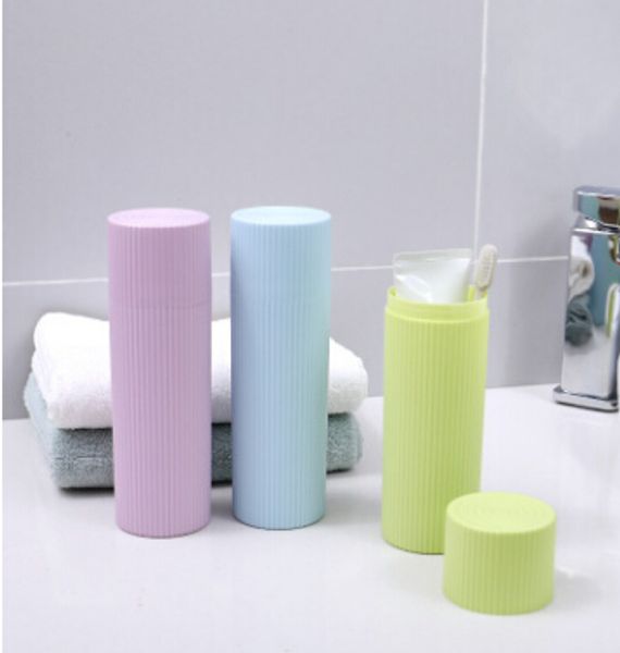 

portable travel toothbrush storage box plastic toothpaste toothbrush organizer cylinder shape gargle cup wash supplies container