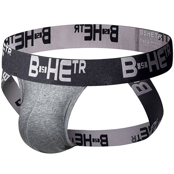 

mens jock thong new bshetr men's jockstrap g-strings soft cotton male thong underwear tanga double layer convex pouch thong, Black;white