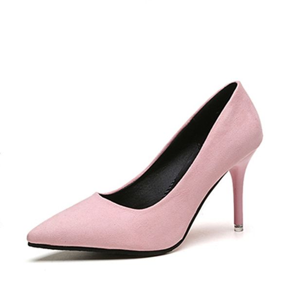 

summer women shoes pointed toe pumps suede leisure dress shoes high heels boat wedding tenis feminino 7cm sexy, Black