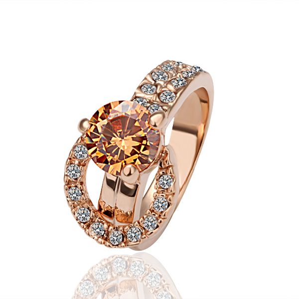 Clássico 18k rosa banhado a ouro feminino elegante anéis de banda de casamento genuíno cristal austríaco moda traje anéis jóias para mulher atacado