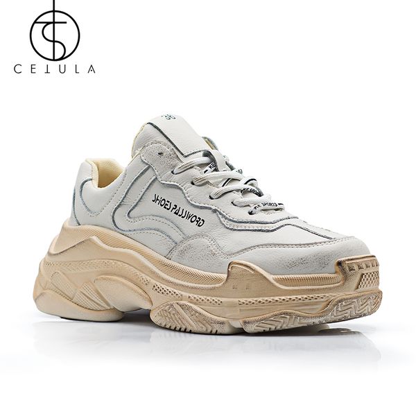 

cetula women sneakers shoes lace-up urban waxed full grain leather atheletic women shoes ft.silver&black tones oversize outsole y200424