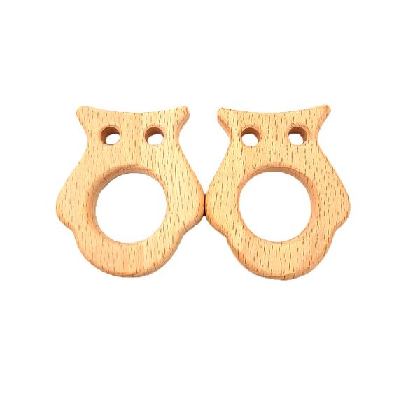 

beech wooden cat teether unfinished wood animal food grade baby wood ring teether diy nursing necklace charms pendant