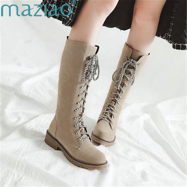 

winter boots low heel round head cross-strap thick heel suede shoes warm snow boots women waterproof shoes maziao, Black