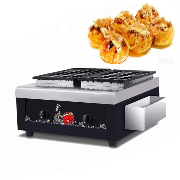 vendita all'ingrosso macchina per grill Takoyaki con riscaldamento a gas doppia piastra 24 fori popolare produttore di snack commerciale giapponese