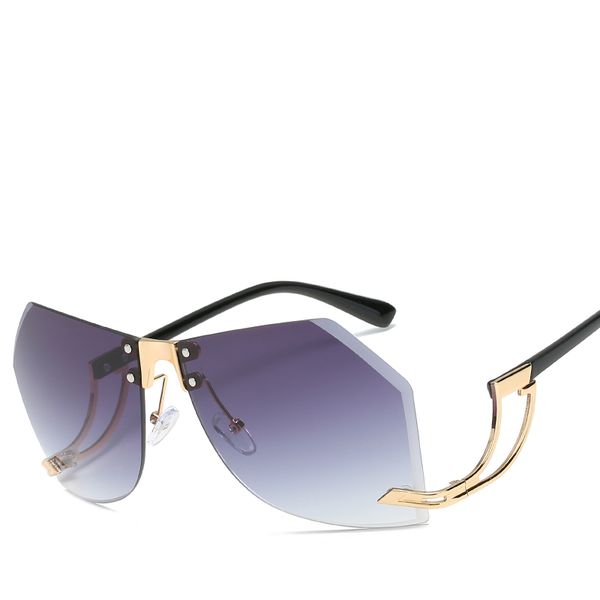 

simple fashion european style brand designer sunglasses100% anti - uv glasses new frameless irregular sunglasseswith box, White;black