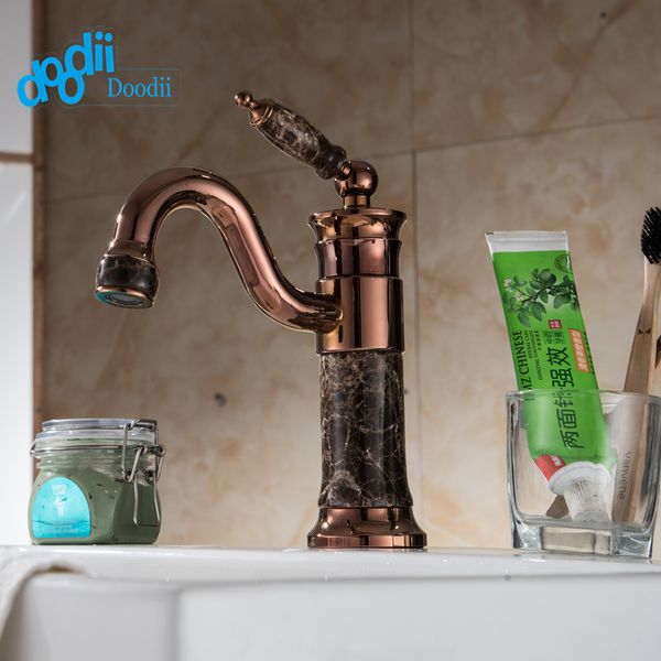 

doodii newly art jade body bathroom basin faucet brass mixer tap golden sink faucets single handle basin faucet rose gold